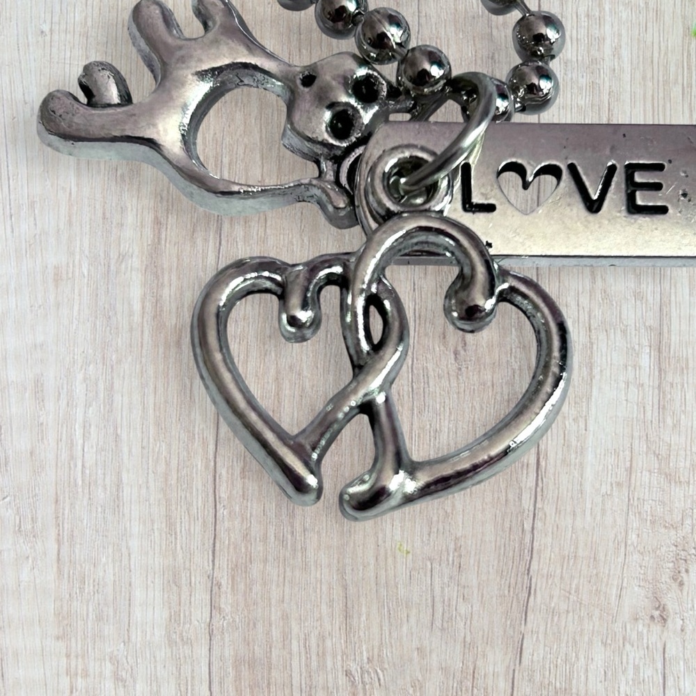 Hand Crafted Necklace LOVE Dog Tag Charms Cat Hearts Tibetan Pendant - Picture 5 of 6